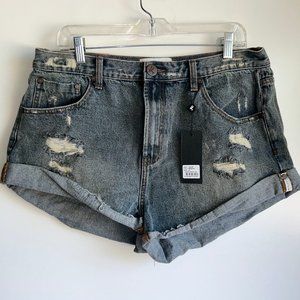 NWT One Teaspoon Bandits Jean Shorts Size 32  Memphis Distressed Mid Waist